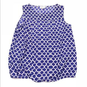 NWOT Loft Purple Quatrafoil patterned pleated blouse